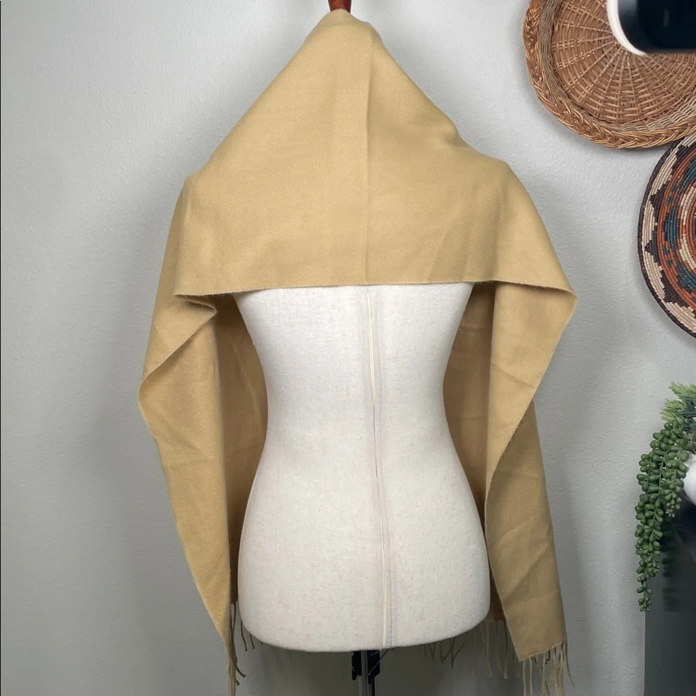 100% Cashmere Scarf Tan with Tassels Fringe